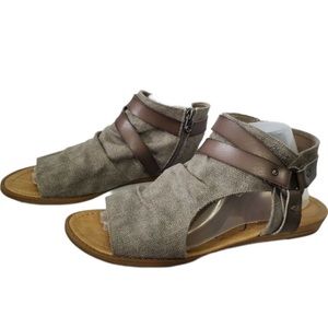 Blowfish Malibu Gladiator Sandal Gray Size 6 side zipper casual open toe shoes